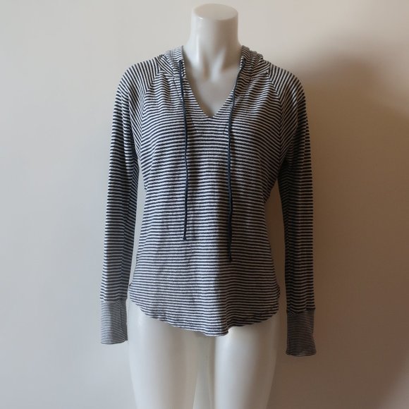SPLENDID BLUE/WHITE STRIPED HOODED TOP SZ S* - Picture 2 of 7